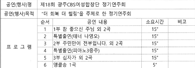 ○ 공 연 명 : 제18회 광주 CBS여성합창단 정기연주회